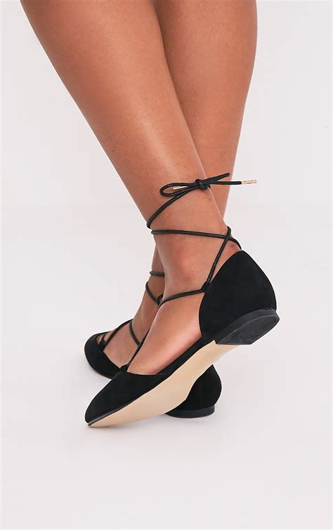 fake black lace up ballet shoes|lace up ballerina flats.